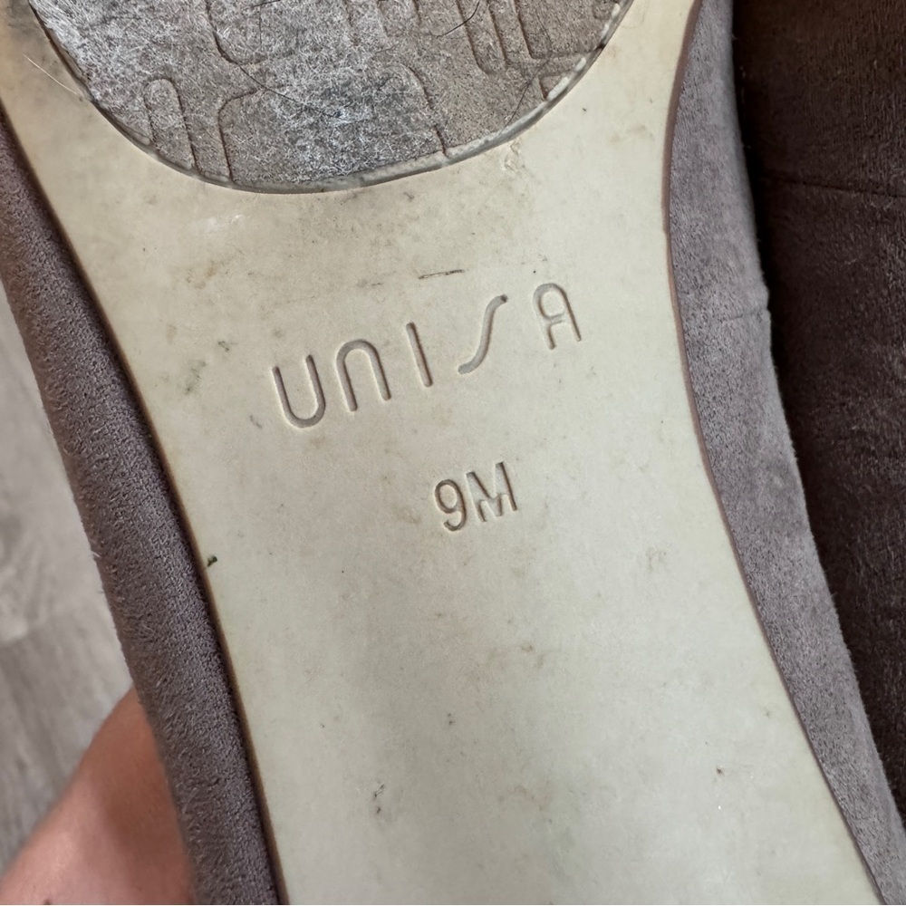 Unisa Lace Up Tie Pointed Ballet Flats Beige Suede 9 - Picture 8 of 9